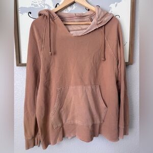 AERIE OVERSIZED RAW HEM HOODIE SMALL TAN